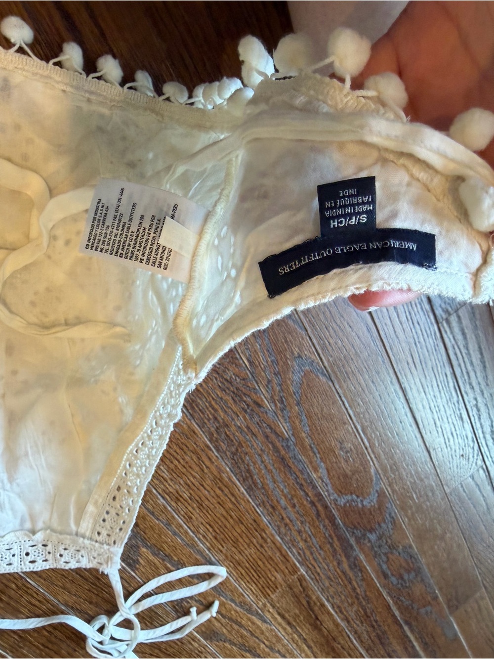 American Eagle Outfitters White Crochet Pom-Pom Halter Skort Top - Picture 4 of 4